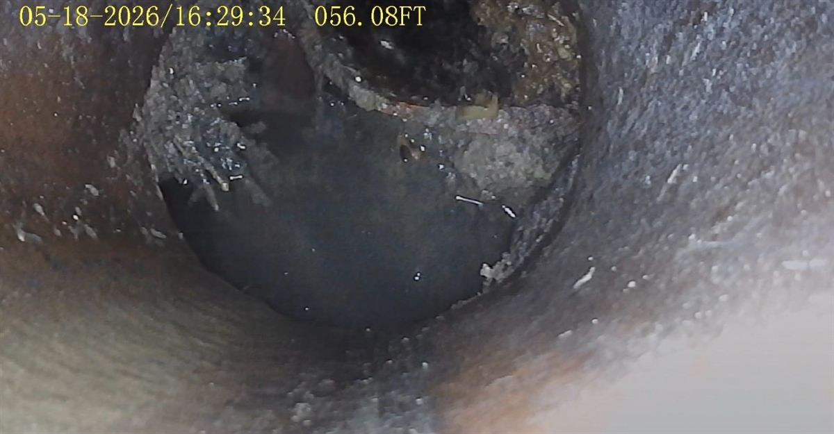 Sewer camera footage inside a drain line